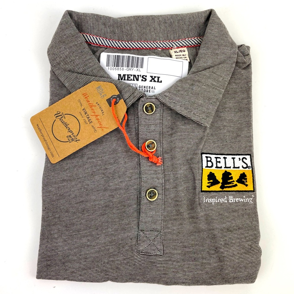 Bell’s Brewery Striped Polo Men’s XL Inspired Brewing Weatherproof Shirt